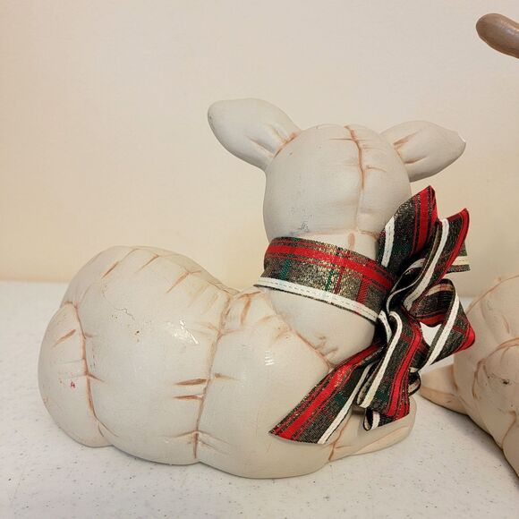 Vtg 80s Kimple Mold Christmas Ceramic Reindeer Figurines Hand Painted 2 - Picture 8 of 16